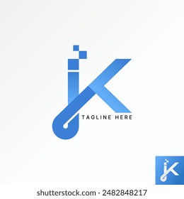 Logo design graphic concept creative premium vector stock initial K or IK or JK font connect with square tech. Related to monogram typography branding