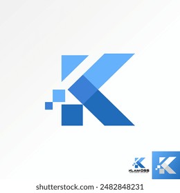 Logodesign Grafikkonzept Creative Premium Vektorgrafik Stock Initial K Schneidekunst Schriftart verbinden mit Square Tech. In Bezug auf Monogramm-Typografie-Branding