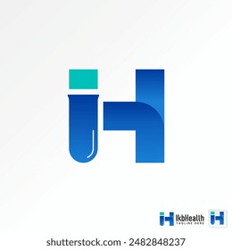 Logo design graphic concept creative premium vector stock unique initial H or IH font with Modern glass laboratory. Related monogram typography brand
