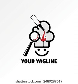 Logo design graphic concept creative abstract premium vector stock cooking chef hat bottle magnifying and bar wine glass Related to food drink kitchen