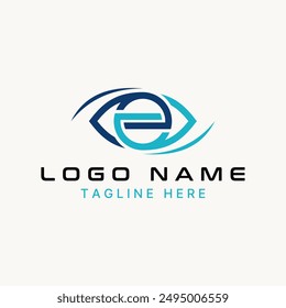 Logo design graphic concept creative abstract premium vector stock initial E font unique art eye view swoosh. Related to monogram typography branding