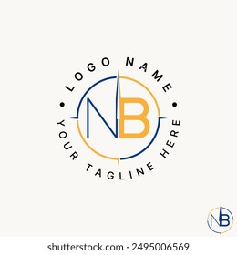 Logo design graphic concept creative premium vector stock initial NB sans serif font cut connect compass square line. Related to monogram typography directions