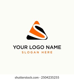 Logo design graphic concept creative premium vector stock initial sport S font badge emblem negative space triangle. Related monogram typography tech