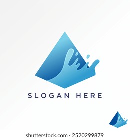 Logo design graphic concept creative premium vector stock abstract unique 3D pyramid rectangular with water splash. Related to nature fresh livelihood