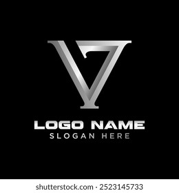 Concepto gráfico de diseño de logotipo creativo abstracto premium stock de Vector inicial V o G fuente de acero inoxidable brillante Relacionado con la marca de tipografía monograma