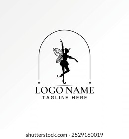 Design de logotipo conceito gráfico criativo abstrato premium vetor stock linda mulher conto de fadas mágico asas borboleta Relacionado com fantástico inseto anjo arte