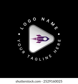 Concepto gráfico de diseño de logotipo creativo abstracto premium stock de Vector triángulo rápido fly cohete cometa espacio tech Relacionado con proyecto de la galaxia misión Explore