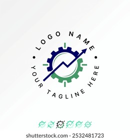 Concepto gráfico de diseño de logotipo creativo abstracto premium Vector stock flecha trading gear disparo objetivo de precisión. Ingeniería mecánica de cadena relacionada