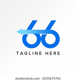 Concepto gráfico de diseño de logotipo creativo Vector premium stock número inicial 66 font connect arrow turn back. Relacionado con monogram typography anniversary