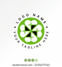 Diseño de logotipo concepto gráfico creativo premium Vector stock Imagen gráfica love symbol número 4 font rotate circle Relacionado con el patrón de tipografía de monograma