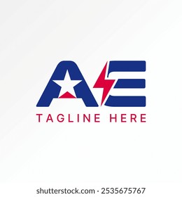 Concepto gráfico de diseño de logotipo creativo premium Vector Imagen gráfica inicial AE font con espacio de estrellas electric thunder Relate to monogram typography