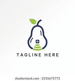 Logo design graphic concept creative abstract premium vector stock green frest Pear fruit home wifi router. Related to network tech house garden farm