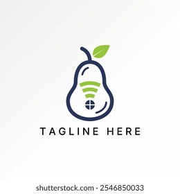 Design de logotipo conceito gráfico criativo abstrato vetor estoque floresta verde Pear janela de frutas wifi roteador relacionado à casa de tecnologia rede jardim fazenda