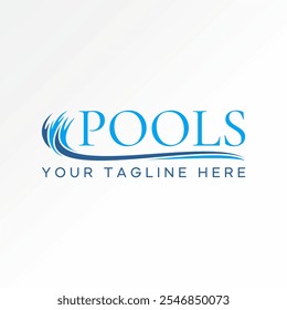 Logo design graphic concept creative premium vector stock image graphic text word Pools serif font swim wave water Relate to beach monogram typography