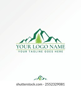 Diseño de logotipo concepto gráfico creativo premium Vector Imagen de stock gráfico simple árbol verde único parque bosque monte. Paisaje de aventura relacionado