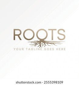 Logo design graphic concept creative premium vector stock image graphic word text Roots font on initial O botton to nature typography art bonsai plant