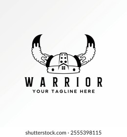 Logo design graphic concept creative premium vector stock image graphic helmet buffalo horn trojan spartan warrior to army hat crown protection battle