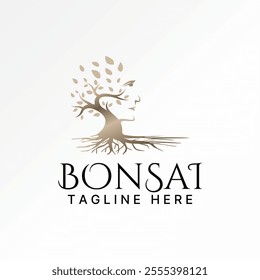 Logo design graphic concept creative premium vector stock image graphic bonsai plant big roots botton garden side face to nature small tree art human