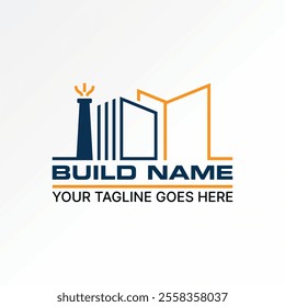 Logo design graphic concept creative premium vector stock image graphic building chimney and flare stacks construction industrial house property tower