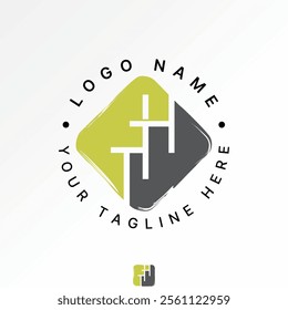 Logo design graphic concept creative premium vector stock image graphic initial TTH line font square top down scratch art monogram typography branding