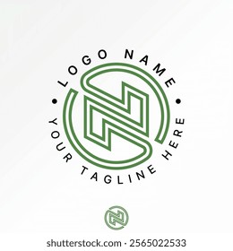 Logo design graphic concept creative premium vector stock image graphic initial N or Z two double lines font circle infinity monogram typography tech