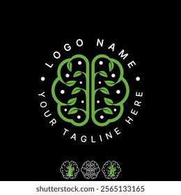Logo design graphic concept creative premium vector stock image graphic two brain head human leaves plant nature to typography tech smart excellence