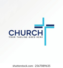 Logo design graphic concept creative premium vector stock image graphic text word Church christian cross symbol font to monogram typography religion