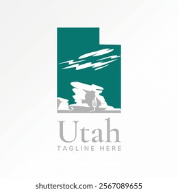 Logo design graphic concept creative premium vector stock image graphic Utah maps stone canyon arch arizona to ancient indian national desert landmark