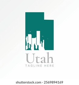 Logo design graphic concept creative premium vector stock image graphic maps Utah stone canyon arch arizona to ancient indian national desert landmark