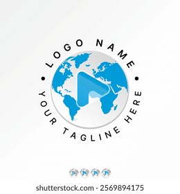 Logo design graphic concept creative premium vector stock world map triangle fast fly sport system sphere globe Relate galaxy project mission explore