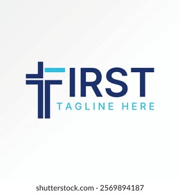 Logo design graphic concept creative premium vector stock image graphic text First church christian cross symbol to font monogram typography religion