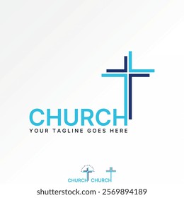 Logo design graphic concept creative premium vector stock image graphic word text Church christian cross symbol font to monogram typography religion