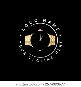 Logo design graphic concept creative premium vector stock image graphic unique watch gold male executive gentleman to classy accessory lifestyle brand