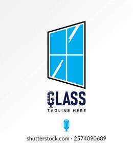 Logo design graphic concept creative premium vector stock image graphic glass window four 3D interior exterior frame mic vocal studio production art