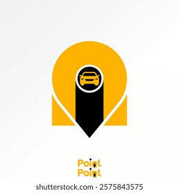 Logo design graphic concept creative premium vector stock image graphic initial N font point place car drive GPS to app workshop street garage machine