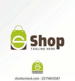 Logo design graphic concept creative premium vector stock image graphic initial S font on shopping paper bag ecommerce to trolley online mall purchase