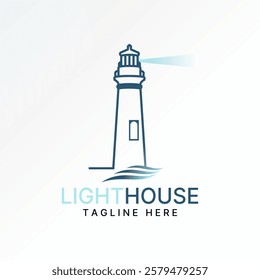 Logo design graphic concept creative premium vector stock image graphic light house ray ship beach island landmark marine navigation tower shore coast