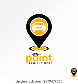 Logo design graphic concept creative premium vector stock image graphic point place car driver station GPS app maps to workshop street garage machine