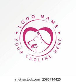 Logo design graphic concept creative premium vector stock image graphic unique love dog head side face animal pet puppy doggy canine paw cat cartoon