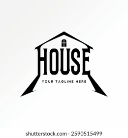 Logo design graphic concept creative premium vector stock image sell top text word House font roof metallica window building house architect exterior