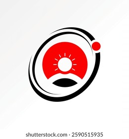 Logo design graphic concept creative premium vector stock image top sell simple smart brain human silhouette close up on cut swoosh ellipse 360 degree