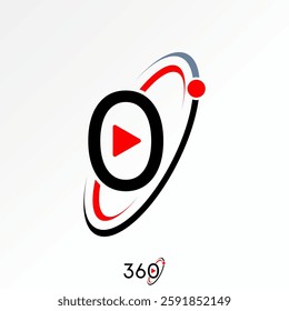 Logo design graphic concept creative premium vector stock image top sell initial O font play ellipse swoosh 360 degrees media video music studio movie
