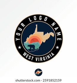 Logo design graphic concept creative premium vector stock image sell top west viginia maps bear wildlife animal scenic country forest tourism epic usa