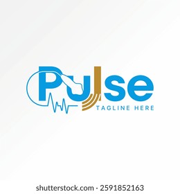 Logo design graphic concept creative premium vector stock image top sell word text Pulse stalk leaves leaf heal medical sonar signal router tech laser