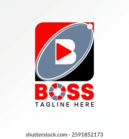Logo design graphic concept creative premium vector stock image top sell initial B font play pie chart ellipse swoosh 360 degrees work data boss bar