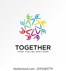 Logo design graphic concept creative premium vector stock image top sell happy active health care people rotation partnership teamwork success career