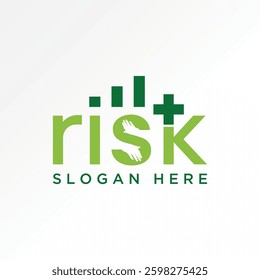 Logo design graphic concept creative premium vector stock image top sell text word Risk chart hug holding hands plus medical protect loss profit money