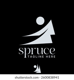 Logo design graphic concept creative premium vector stock image top sell happy active human triangle spruce tree leaves environment season winter life
