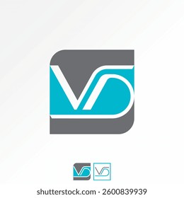 Logo design graphic concept creative premium vector stock image top sell initial VD font over loop line square block to monogram typography branding