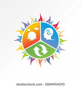 Logo design graphic concept creative premium vector stock image top sell sun recycle hot cool night moon temperature atmosphere season rainbow paint